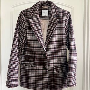 Abercrombie & Fitch Women's Plaid Blazer - Black and Red